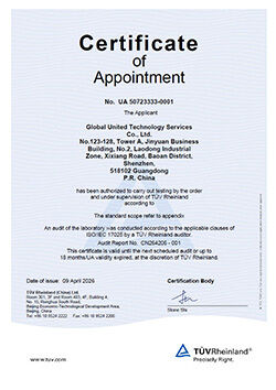 Çin Global United Technology Services Co.,Ltd. Sertifikalar