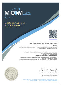 Çin Global United Technology Services Co.,Ltd. Sertifikalar
